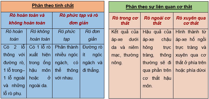 Phân loại rò hậu môn