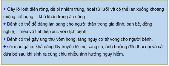 tác hại của sùi mào gà ở lưỡi