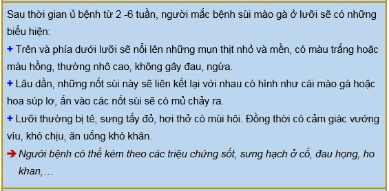 triệu chứng sùi mào gà ở lưỡi